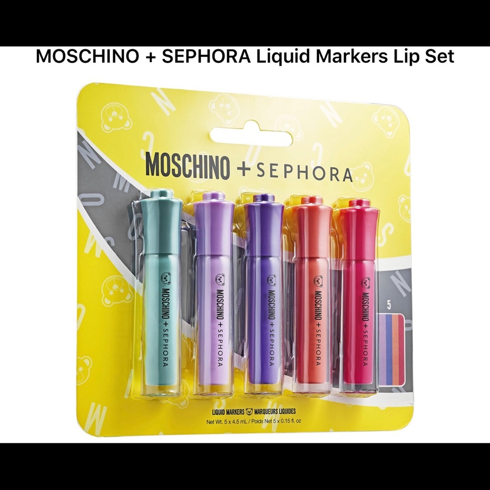 🎉HP🎉 MOSCHINO x SEPHORA LIMITED ED. SET OF 5 BOLD COLORED LIP-MARKERS💋